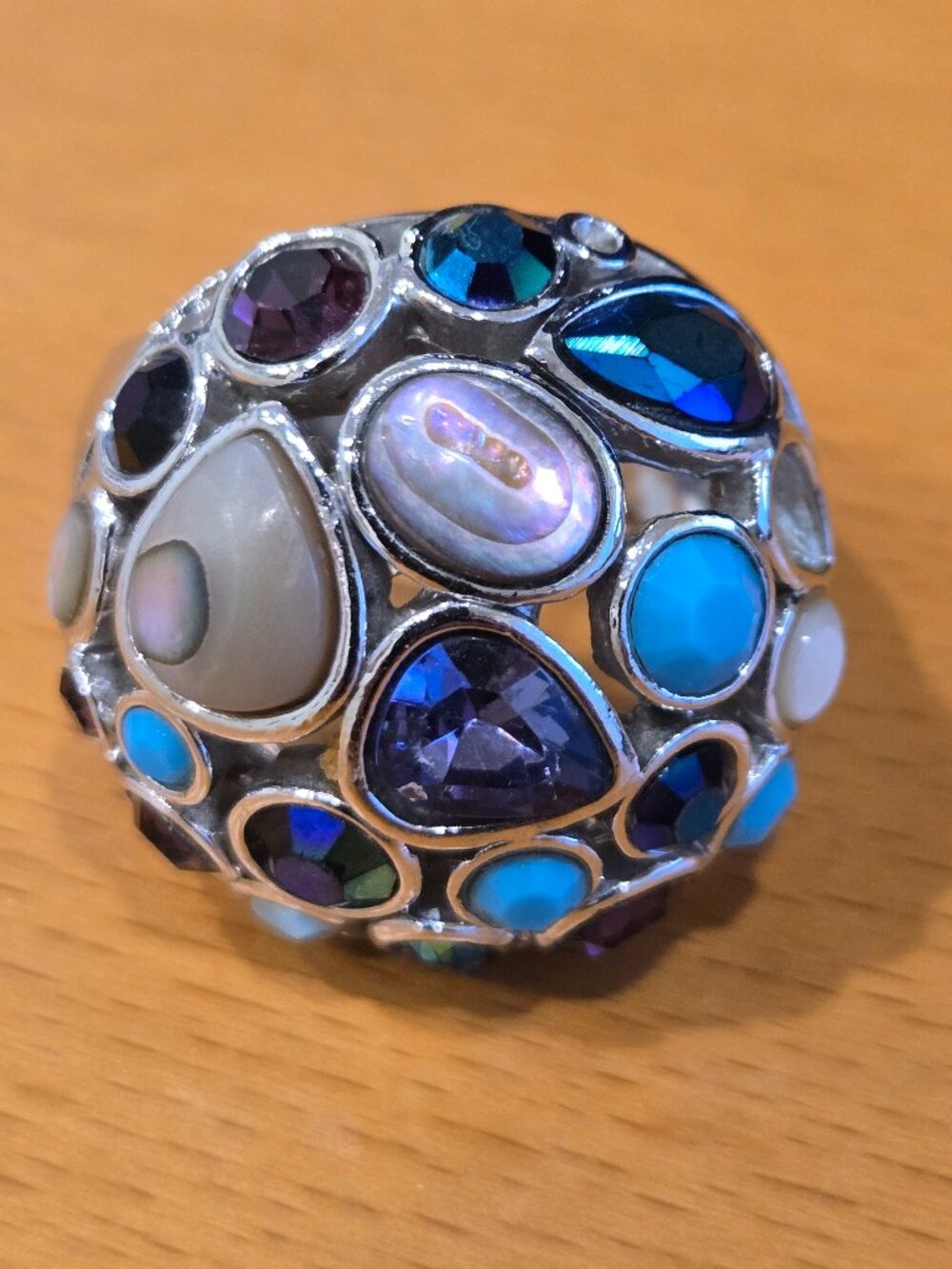 Vintage Lia Sophia "Fireworks" Multi-Stone Dome Ring Size 10.25